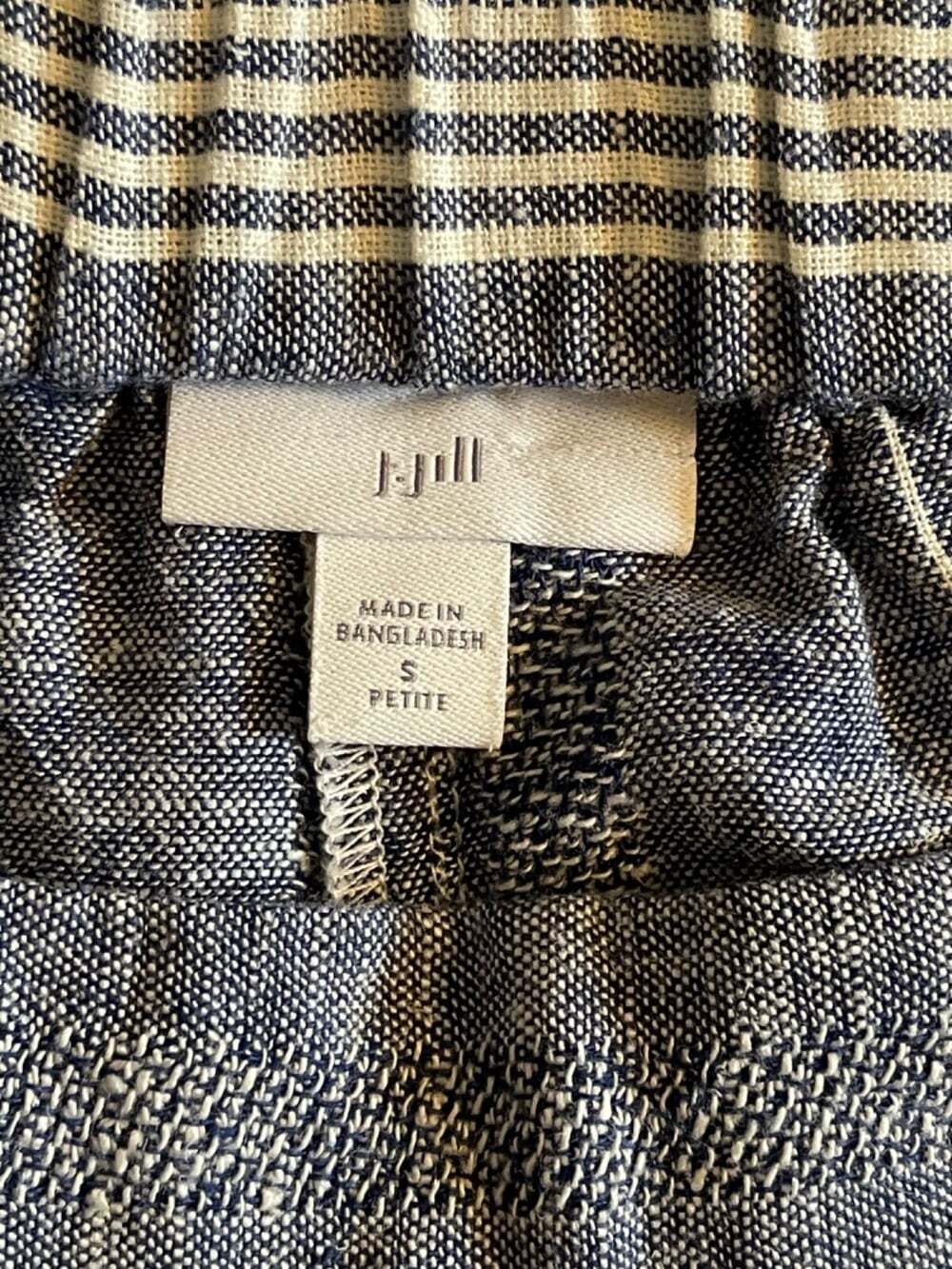 J. Jill Pants Blue And White Striped Cropped Wide Leg Linen Blend Size PS button - Picture 5 of 8